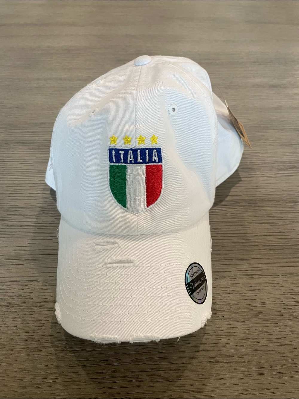 KBETHOS White Italia Cotton Baseball Cap with Branded Tag